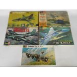 Revell - Five boxed vintage 1:72 scale military aircraft plastic model kits by Revell.