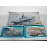 Novo, Heller - Three boxed plastic ship model kits.