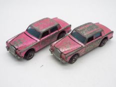 Hot Wheels - Redline - 2 x rare UK only Pink Rolls Royce Silver Shadow models.