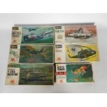 Hasegawa - Six boxed 1:72 scale vintage plastic military aircraft model kits.