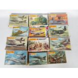 Matchbox - 12 boxed vintage 1:72 scale mainly military aircraft plastic model kits by Matchbox.