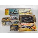 Frog, Airfix, Academy - Six boxed / bagged vintage 1:72 scale military aircraft plastic model kits.