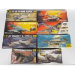 Heller - Eight boxed vintage 1:72 scale military aircraft plastic model kits by Heller.