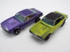 Hot Wheels - Redline - 2 x Custom Chevrolet Camaros in Purple and Antifreeze with a Black roof.