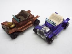 Hot Wheels - Redline - 2 x Hot Heap Ford Model T Hod Rod cars in the uncommon colours of Copper and