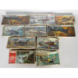 Frog - 10 boxed vintage 1:72 scale military aircraft plastic model kits by Frog.