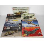 Airfix - Seven boxed vintage 1:72 scale mainly military aircraft plastic model kits by Airfix.