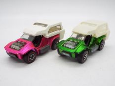 Hot Wheels - Redline - 2 x 1970 Power Pad models one in Green and one in Pink.