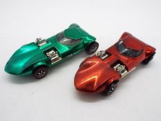 Hot Wheels - Redline - 2 x Twin Mill models in Red with a dark interior and Green with a light