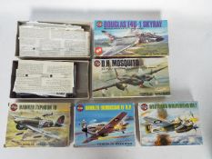 Airfix - Five boxed 1:72 scale plastic military aircraft model kits in Type 5 boxes.