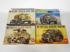 Airfix, Italeri - A group of four boxed 1:35 scale plastic military vehicle model kits.