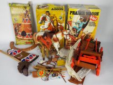 Marx - The Lone Ranger - 3 x boxed models, # 7412 Prairie Wagon,