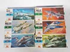 Hasegawa, Hales - Six boxed 1:72 scale plastic military aircraft model kits by Hasegawa.