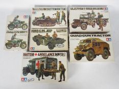 Tamiya - Six boxed 1:35 scale plastic military vehicle model kits by Tamiya.