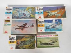 Hasegawa, Hales - Six boxed 1:72 scale plastic military aircraft model kits by Hasegawa.