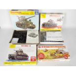 Airfix - Heller - Italeri - 4 x boxed model kits including three 1/35 scale tanks and a 00 scale