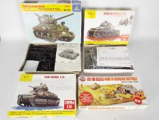 Airfix - Heller - Italeri - 4 x boxed model kits including three 1/35 scale tanks and a 00 scale