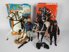 Marx - The Lone Ranger - 2 x boxed Horse and Rider sets, # 7408 Silver and # 7410 Bandit.