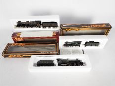 Mainline, Airfix - Three boxed OO gauge steam locomotives and tenders all in GWR green livery.