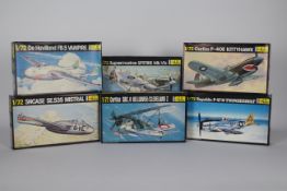 Heller - A grouping of six boxed Heller 1:72 scale plastic military aircraft model kits.