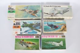 Hasegawa, Frog - Six boxed vintage 1:72 scale plastic military aircraft model kits.