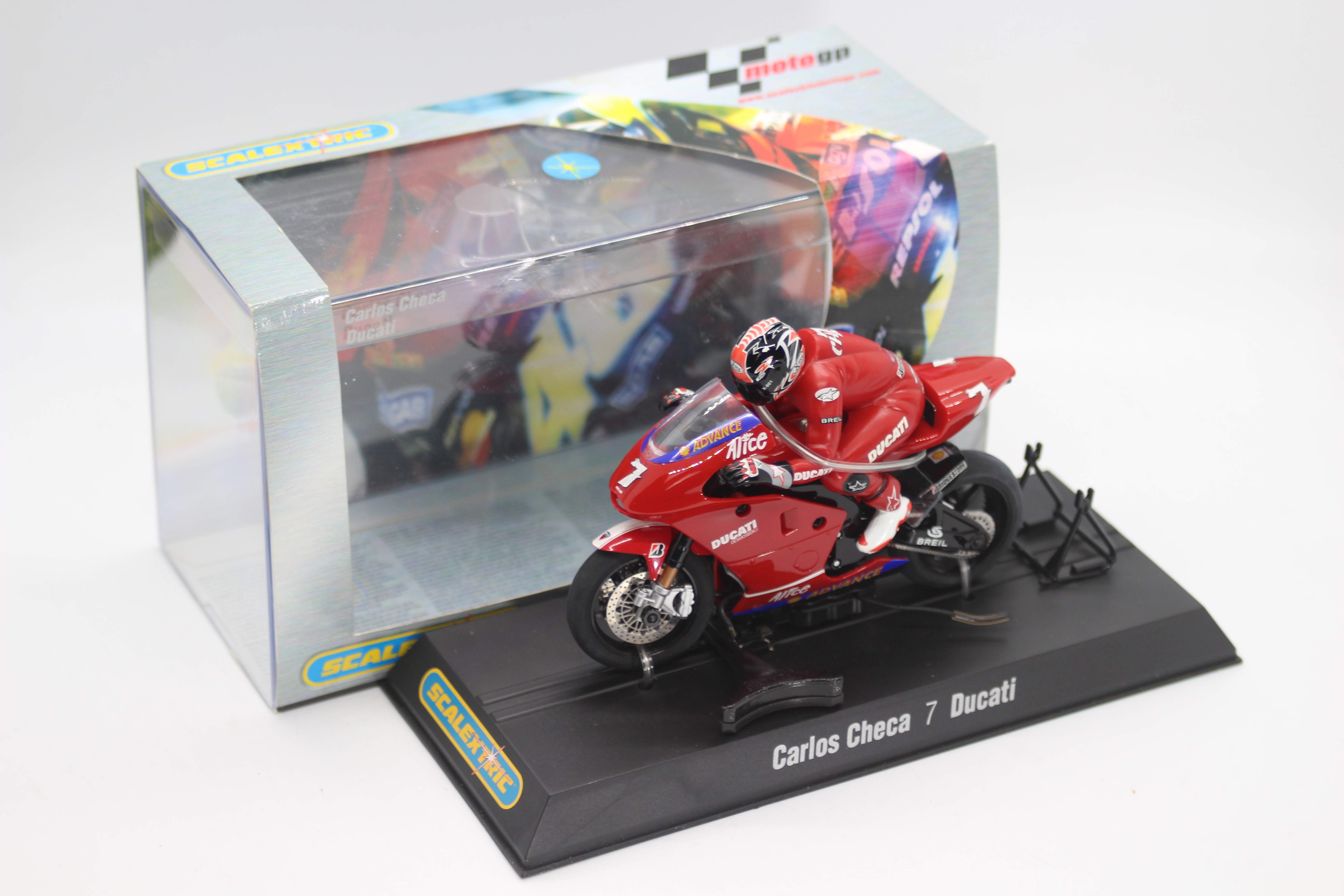 Scalextric - A boxed 2004 Moto GP Ducatti Desmosedici ridden by Carlos Checa # C6023 The model