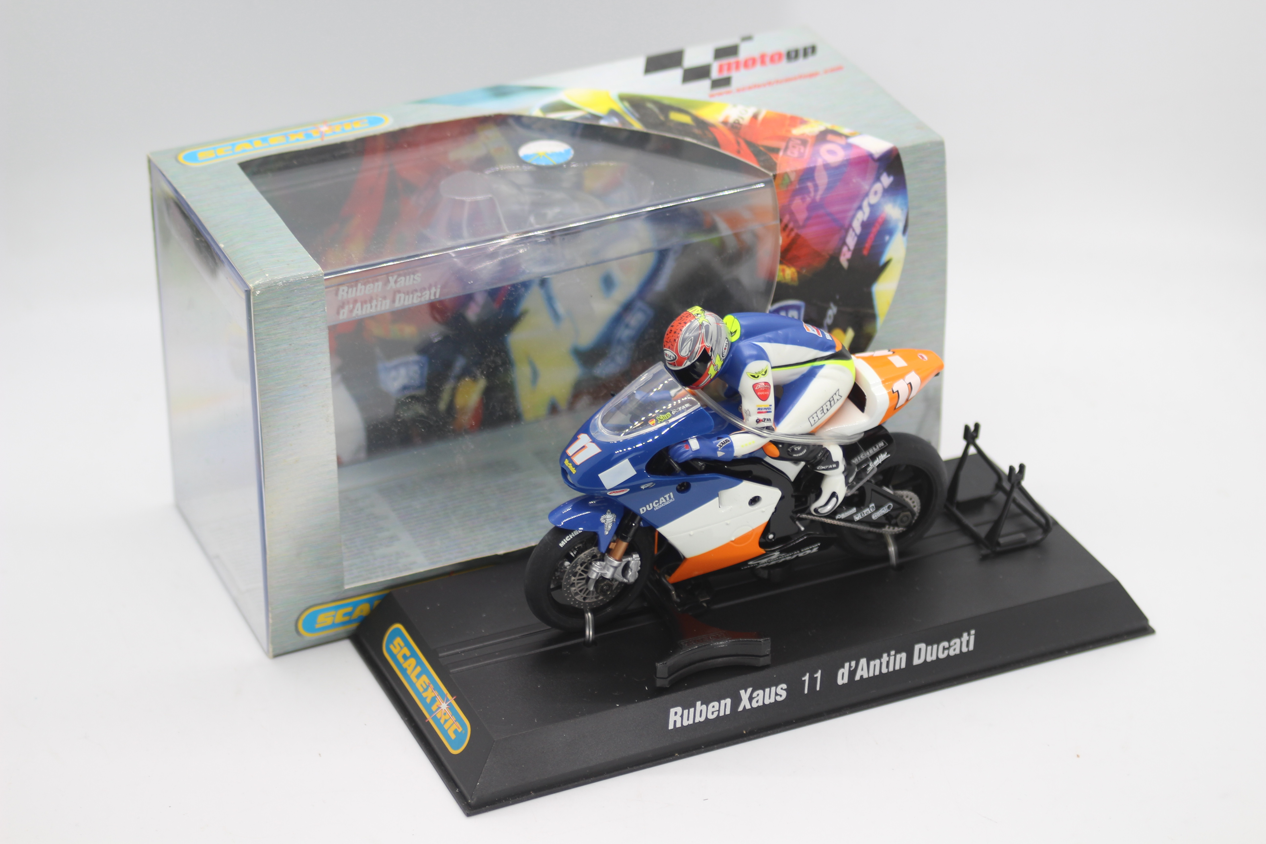 Scalextric - A boxed 2004 Moto GP Ducatti Desmosedici ridden by Ruben Xaus # C6013 The model