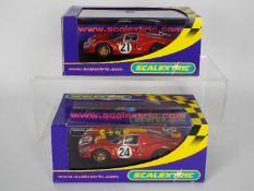 Scalextric - Two boxed Scalextric Ferrari 330 P4 Le Mans 1967 1:32 scale slot cars.