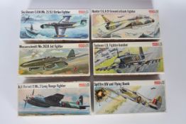 Frog - Six boxed vintage 1:72 scale plastic military aircraft model kits by Frog.