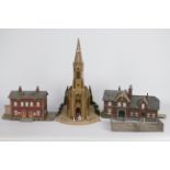 Vollmer - Kibri - 3 x OO/HO scale railway buildings including a Church and two Railway Stations,
