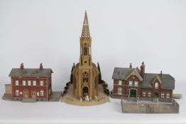 Vollmer - Kibri - 3 x OO/HO scale railway buildings including a Church and two Railway Stations,