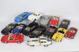 Bburago - 14 x unboxed cars in 1:18 scale including Mercedes Benz 300SL Gullwing, Bugatti EB110,