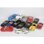 Bburago - 14 x unboxed cars in 1:18 scale including Mercedes Benz 300SL Gullwing, Bugatti EB110,