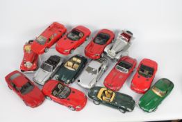 Bburago - Polistil - Revell - 14 x unboxed cars in 1:18 scale for spares or restoration.