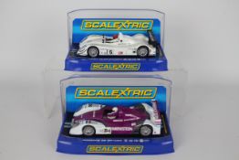 Scalextric - Two boxed Scalextric Porsche RS Spyder 1:32 scale slot cars.