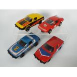 Scalextric - 4 x unboxed vintage models, three Triumph TR7 cars in blue,