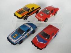 Scalextric - 4 x unboxed vintage models, three Triumph TR7 cars in blue,