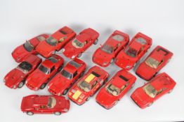 Bburago - Maisto - Mira - 13 x unboxed Ferrari models in 1:18 scale for spares or restoration.