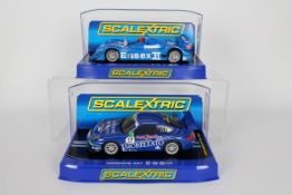 Scalextric - 2 x boxed Porsche cars,