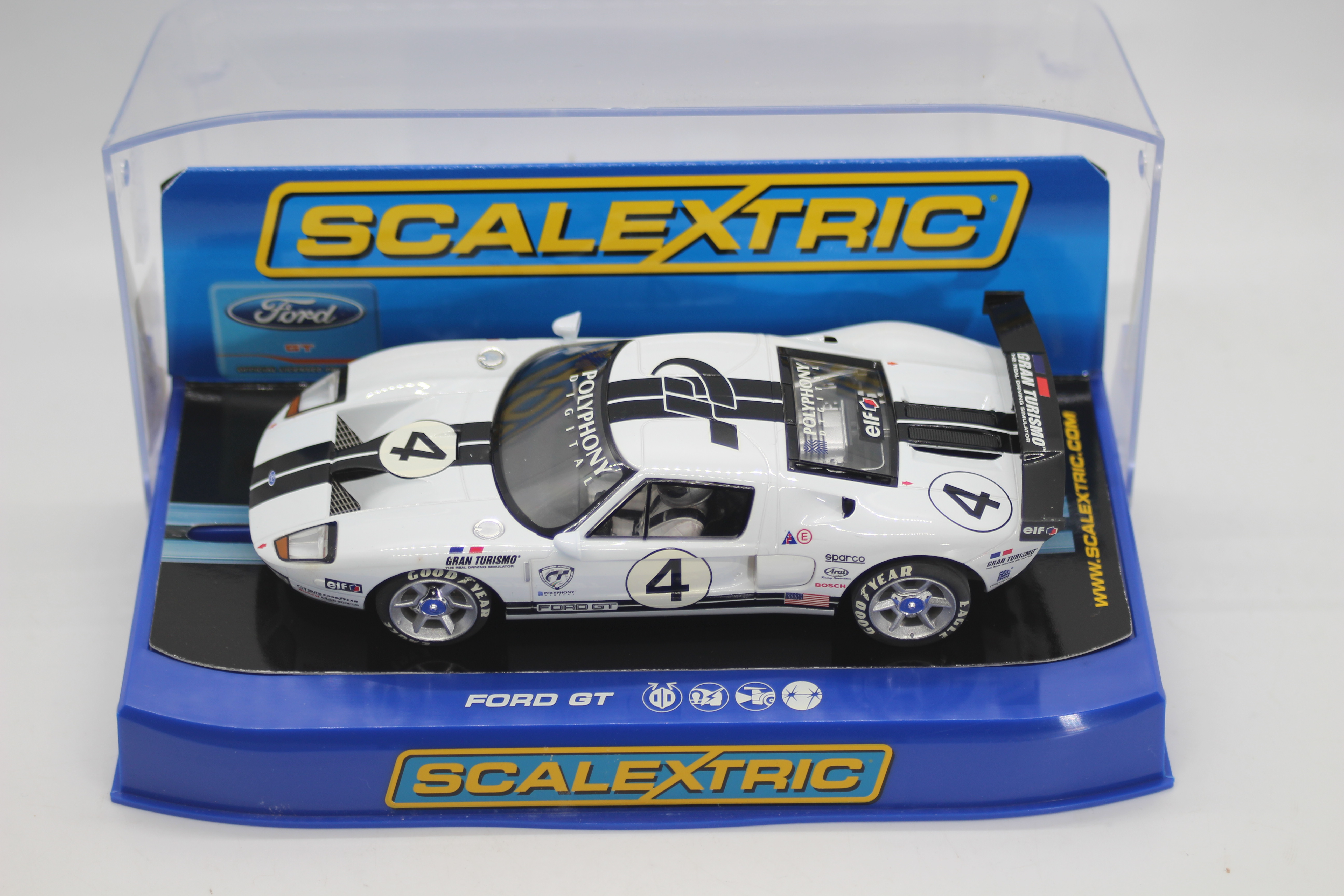 Scalextric - A boxed Scalextric C2995 Ford GT LM RN4 1:32 scale slot car.