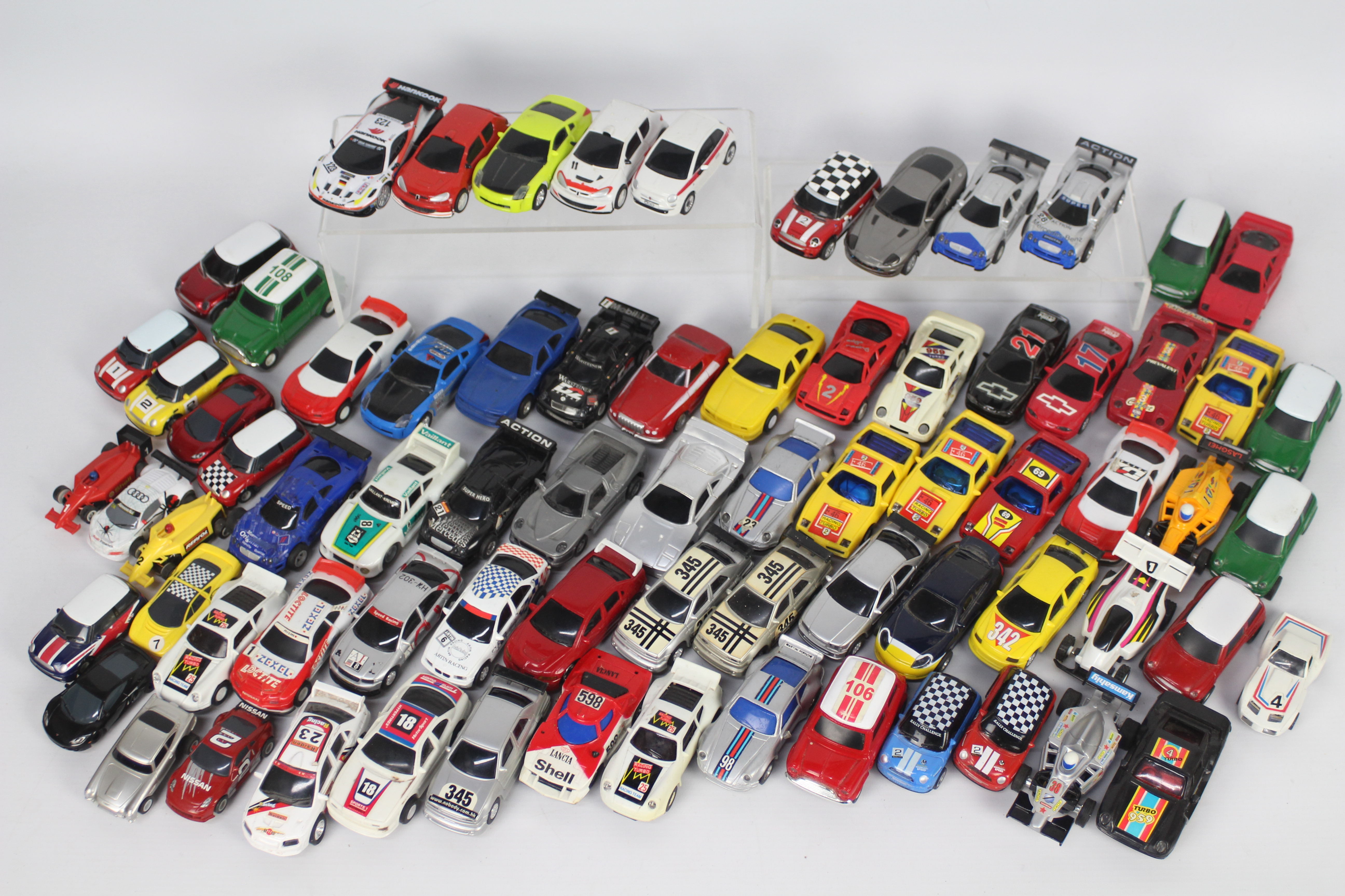 Scalextric - Carrera - A collection of 74 x unboxed small scale slot cars including some Micro