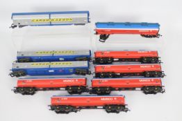 Hornby - Jouef - 9 x unboxed 00 gauge wagons including six # R6045 100 Ton Oil Tankers in Murco