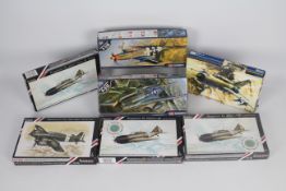 Seven boxed 1:72 scale plastic military aircraft model kits by Academy,
