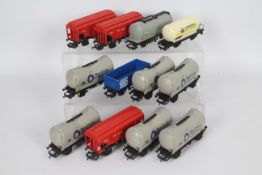 Hornby - Lima - 12 x unboxed wagons including six Depressed Centre tank wagons in Blue Circle