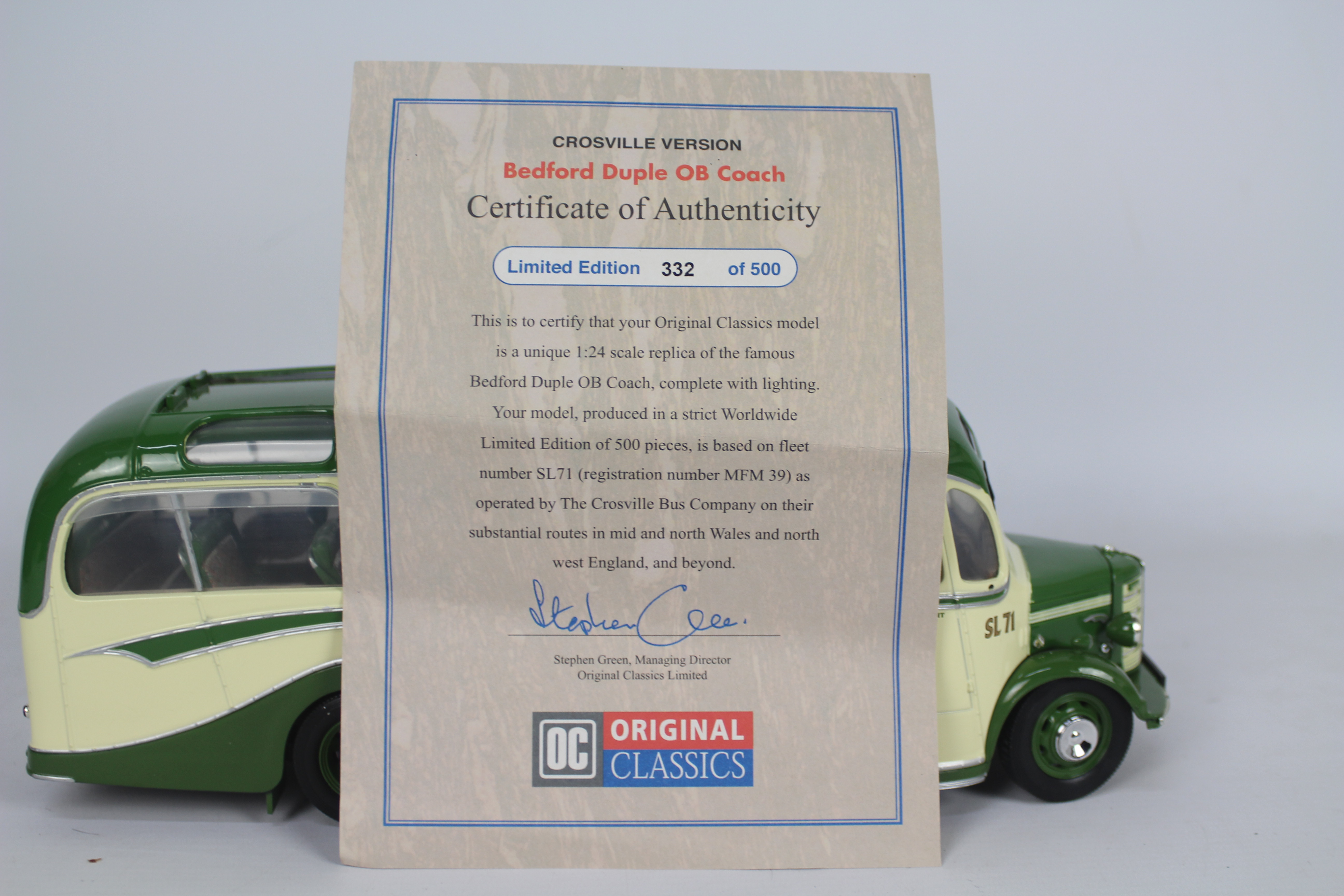 Original Classics - A boxed limited edition 1:24 Bedford OB Duple Coach in Crossville livery with - Image 9 of 9