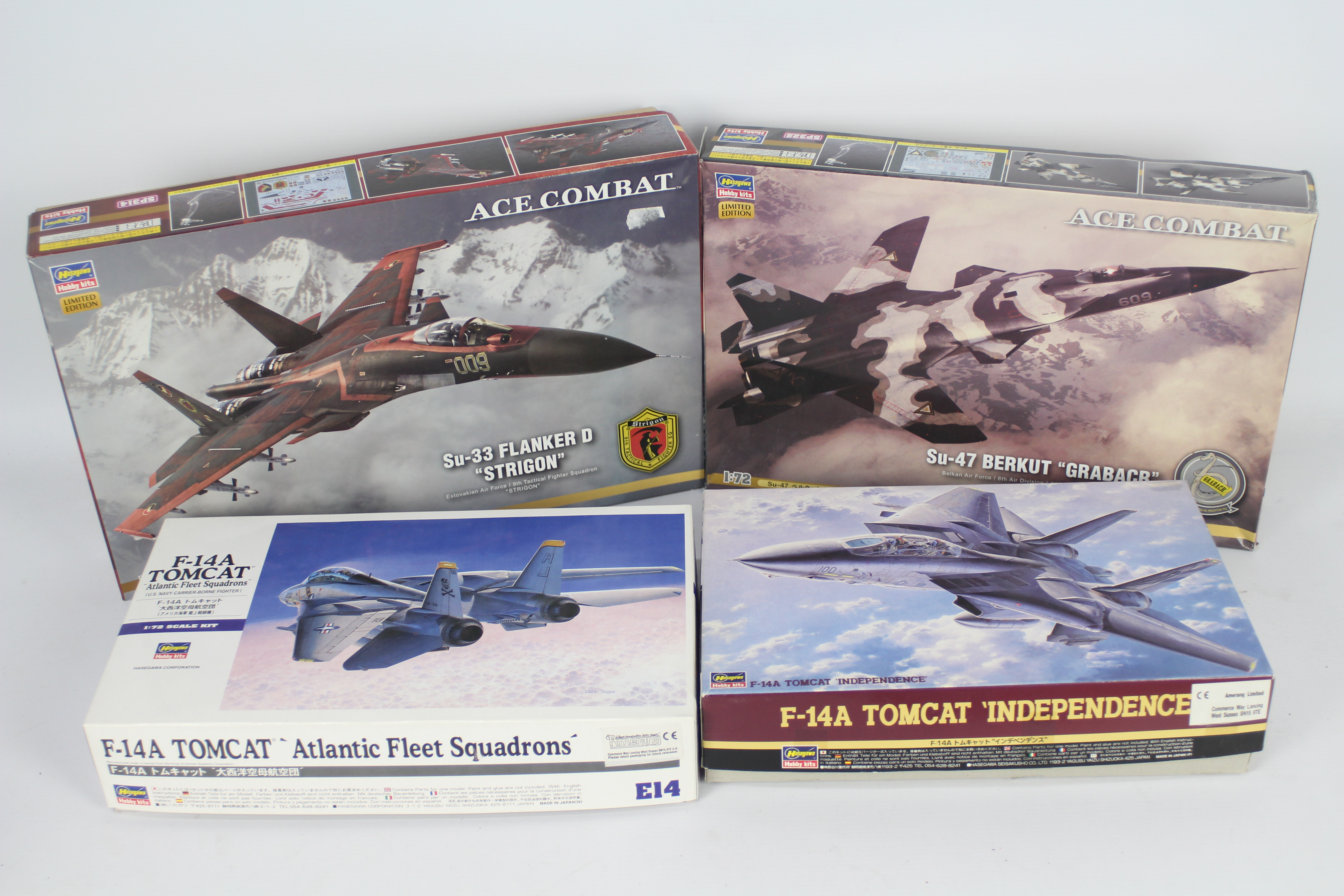 Hasegawa - Four boxed 1:72 scale plastic military aircraft model kits.