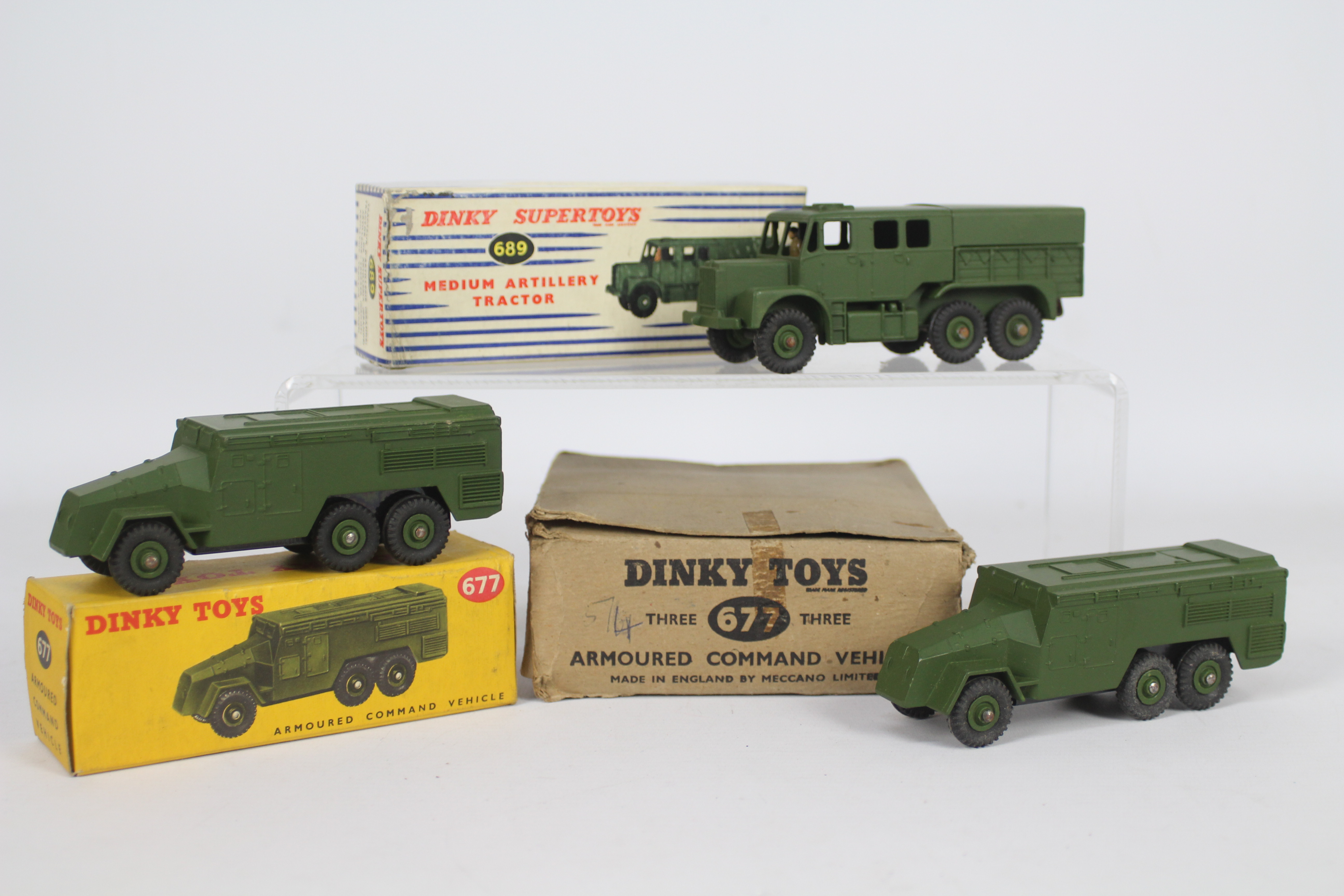 Dinky - 3 x Military vehicles two of which are boxed and one is loose,