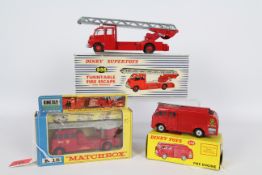 Dinky Toys, Matchbox - Three boxed diecast Fire Appliances.