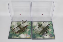 Corgi - 2 x memorial flight die-cast models in a plastic case flying over a scenic image - The