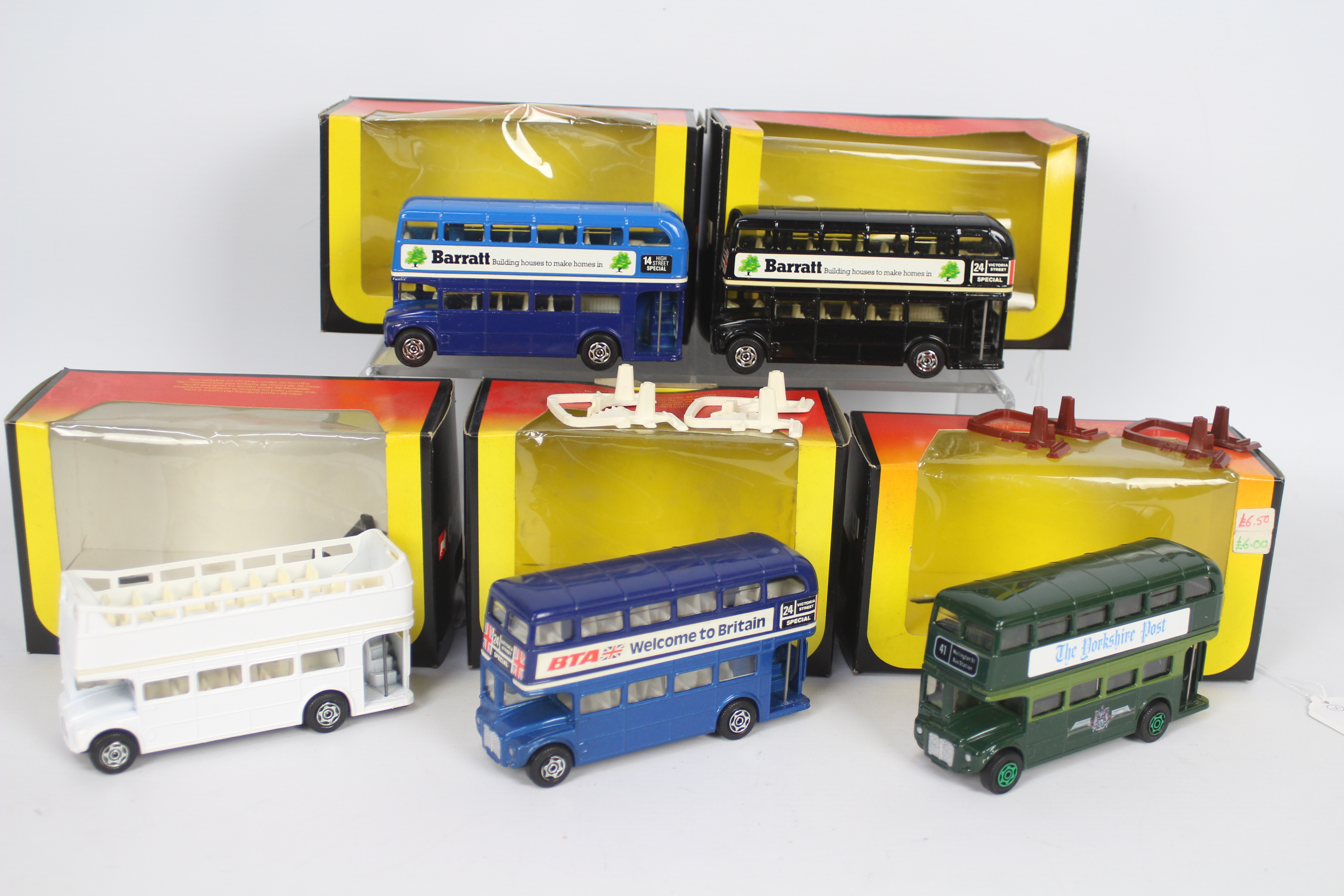 Corgi - 5 x boxed # 469 Routemaster bus models, several of which are unusual.